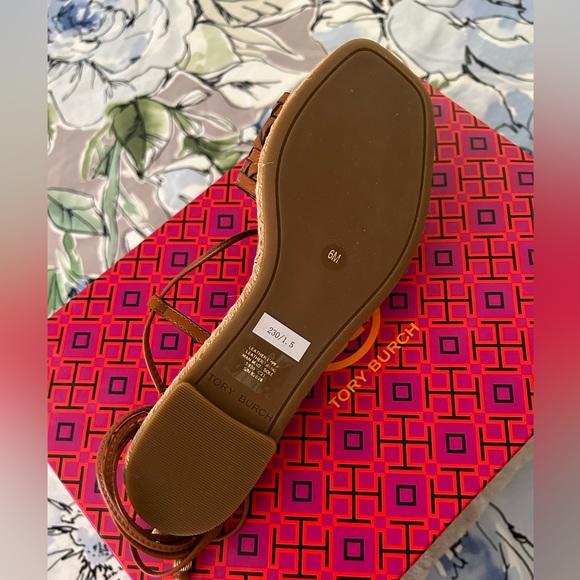 Tory Burch Basketweave Espadrille Lace Up Sandals - Picture 6 of 6